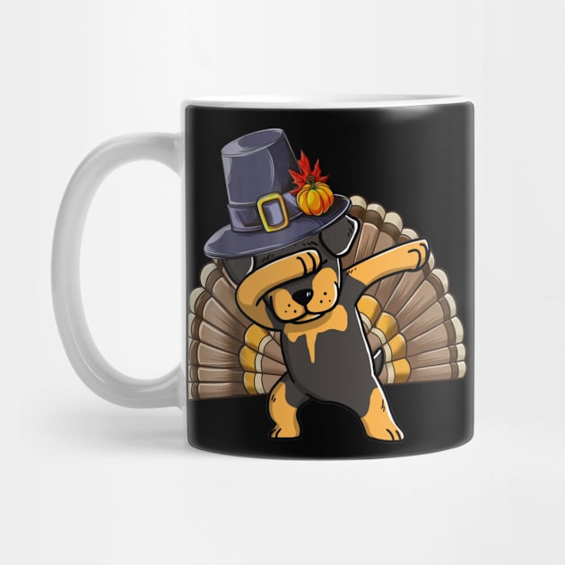 Thanksgiving for Boys Men Dabbing Rottweiler Turkey by TeeAbe